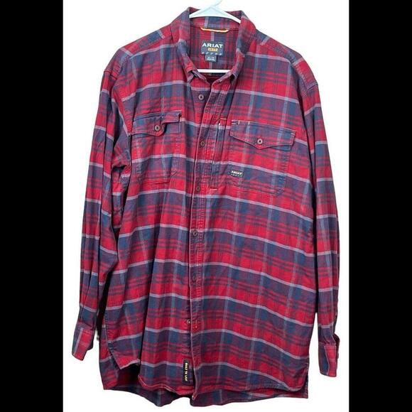 Ariat Other - Ariat Shirt Mens Extra Large XL Red Plaid Western Rodeo Rebar Flannel Button Up